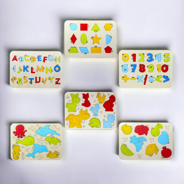 Ahşap 6 lı Eğitici Öğretici Set Yapboz Puzzle Bultak Çocuk Oyuncağı, Çocuk Puzzle Oyunu