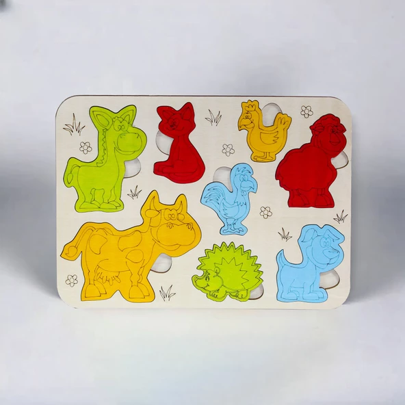 Ahşap 3 lu Eğitici Öğretici Set Yapboz Puzzle Bultak Çocuk Oyuncağı, Hayvan, Meyve, Deniz - 5