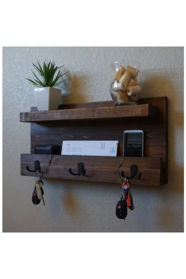 Arel Ahşap Atölyesi Ceviz Ahşap Askılık - 2