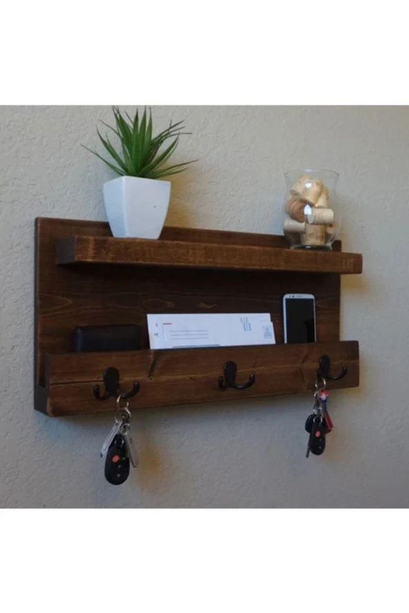 Arel Ahşap Atölyesi Ceviz Ahşap Askılık - 3