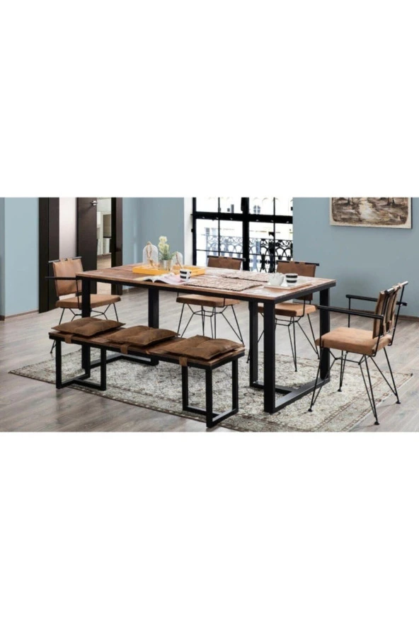 ÖZELL Kahverengi Doğal Ahşap Yemek Masası - 2