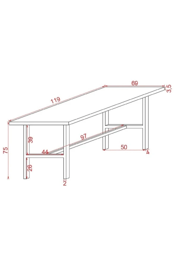 MAYA STORE Ahşap Yemek Masası Ve 2 Adet Bank 4 Kişilik Yemek Masası Masif Ahşap Yemek Masası Takımı - 3