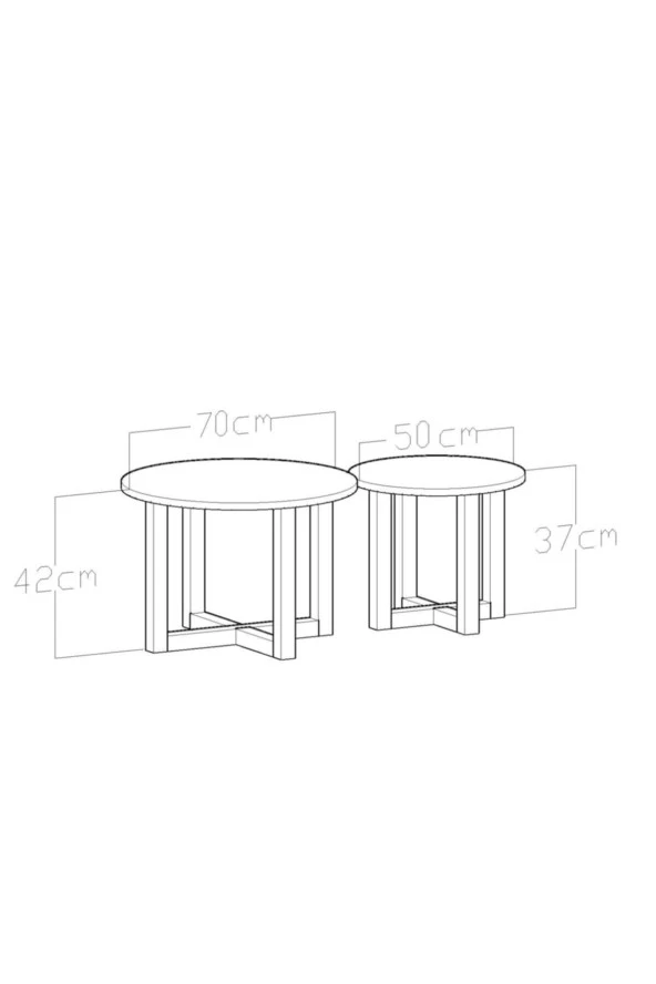 GİVAYO WOOD'S Soft Ikili Doğal Ahşap Orta Sehpa 70*70*42 - 3