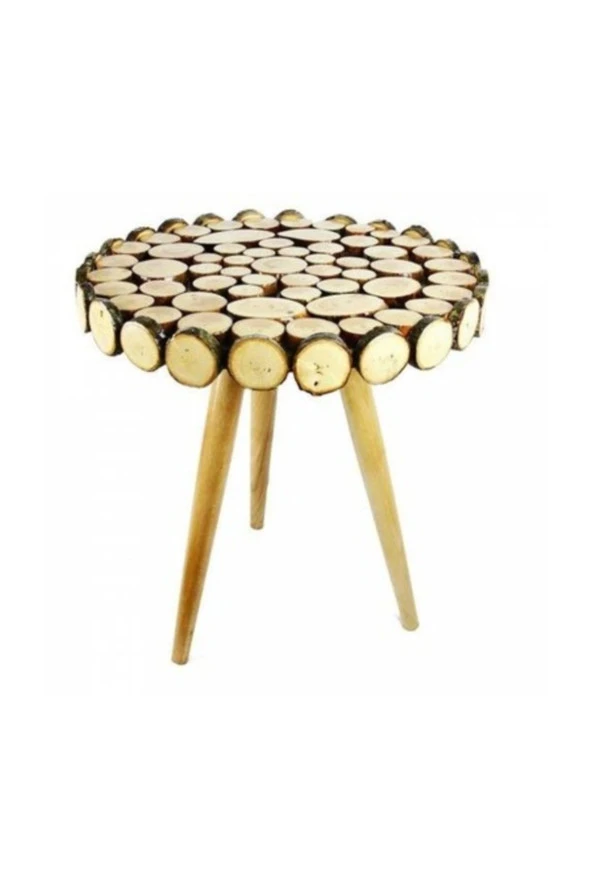 NUR AHŞAP Doğal Kütük Dilim 3'lü Zigon Sehpa - 2