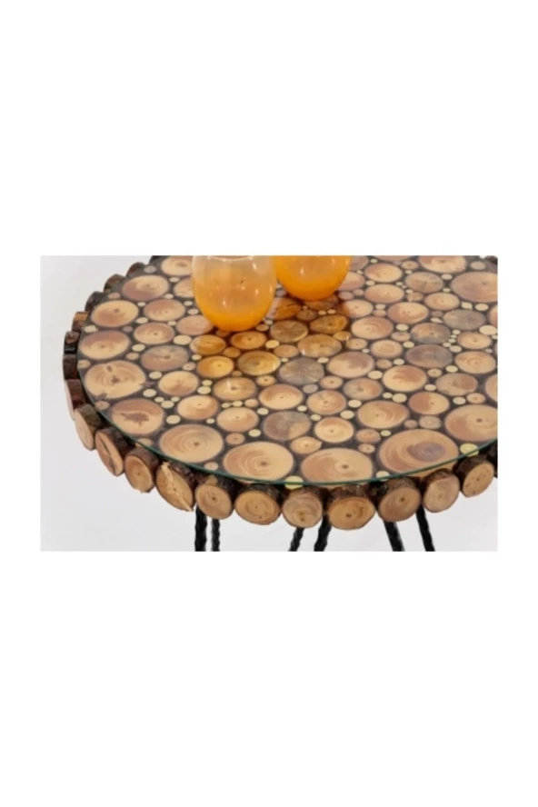 NUR AHŞAP Dilimli Yan Sehpa - Resim 2