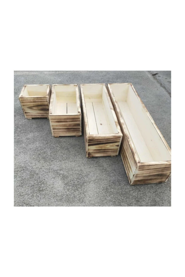 NUR AHŞAP Dekoratif Doğal Ahşap Saksı - 2