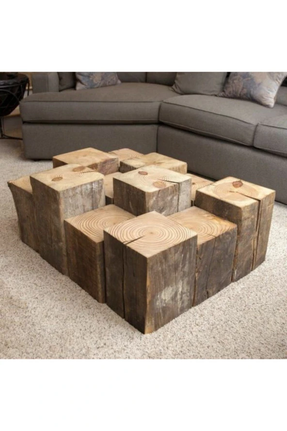 K-Industrial Orta Sehpa / Ahşap Sehpa / Kütük Sehpa / Kahve Masası / Kütük Masa / Kütük Orta Masa