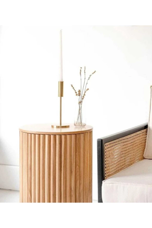 NUR AHŞAP ÇITALI AHŞAP YAN SEHPA - Resim 2