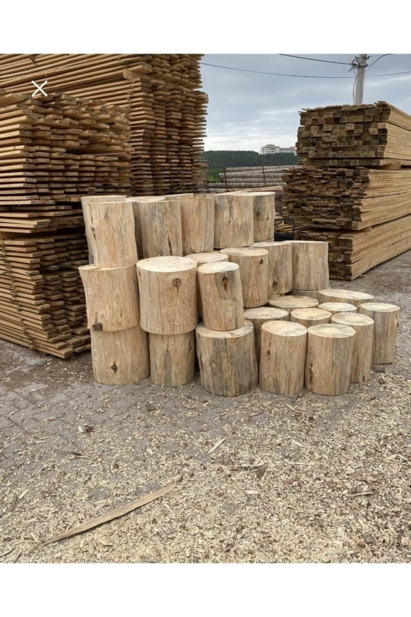 Özçelik Lambiri Ahşap Kütük Yan Sehpa 30 Cm Genişlik - Resim 2