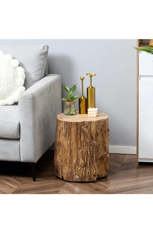 E&K ÇAY Ahşap Yan Sehpa Ahşap Kütük 1. Kalite Meşe Kütüğü - 5