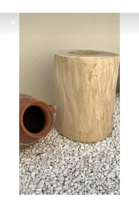 Özçelik Lambiri Ahşap Kütük Yan Sehpa 30 Cm Genişlik - Resim 3