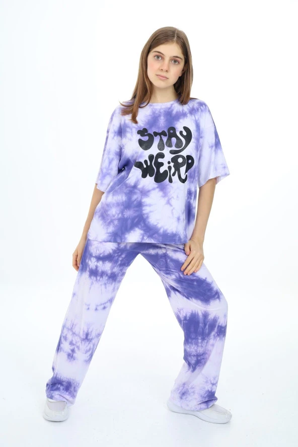 Kız Çocuk Batik Baskılı Alt-Üst Takım 7-12 Yaş Px026 - 3