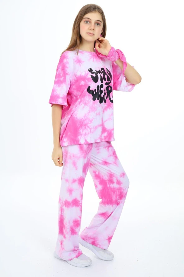 Kız Çocuk Batik Baskılı Alt-Üst Takım 7-12 Yaş Px026 - 4