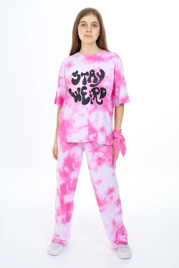 Kız Çocuk Batik Baskılı Alt-Üst Takım 7-12 Yaş Px026 - 5