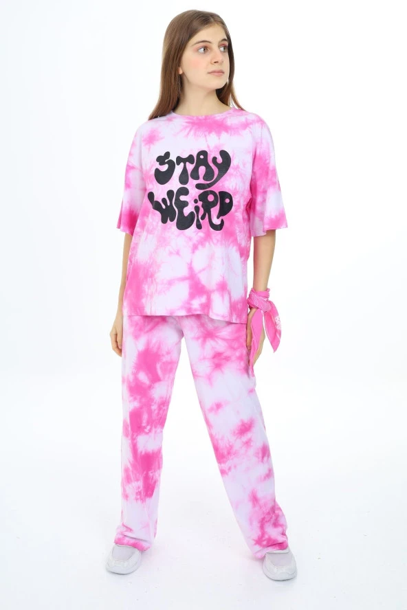 Kız Çocuk Batik Baskılı Alt-Üst Takım 7-12 Yaş Px026 - 6