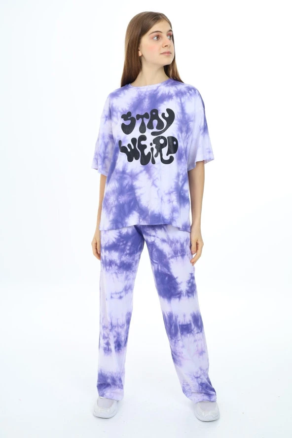 Kız Çocuk Batik Baskılı Alt-Üst Takım 7-12 Yaş Px026 - 9