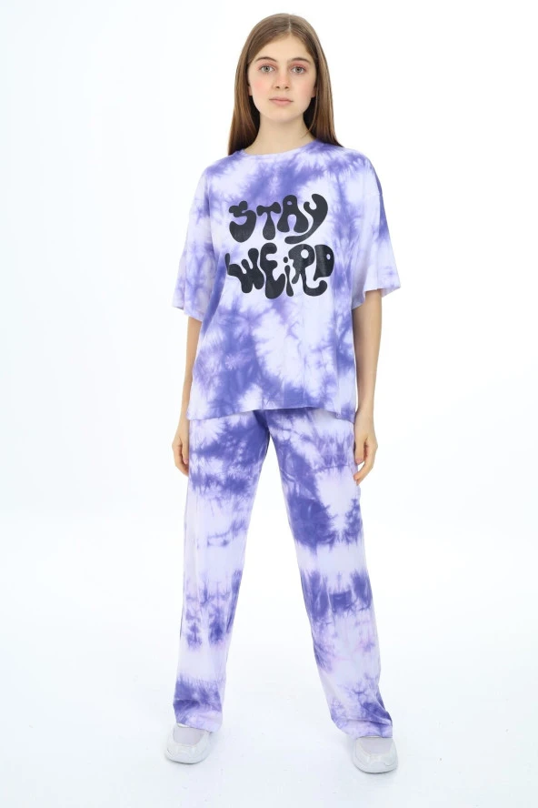 Kız Çocuk Batik Baskılı Alt-Üst Takım 7-12 Yaş Px026 - 10