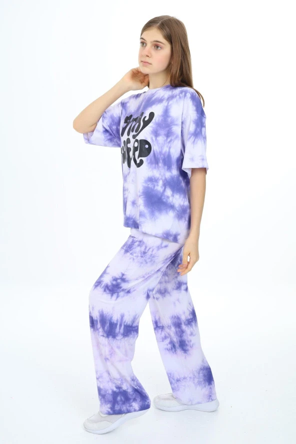 Kız Çocuk Batik Baskılı Alt-Üst Takım 7-12 Yaş Px026 - 11