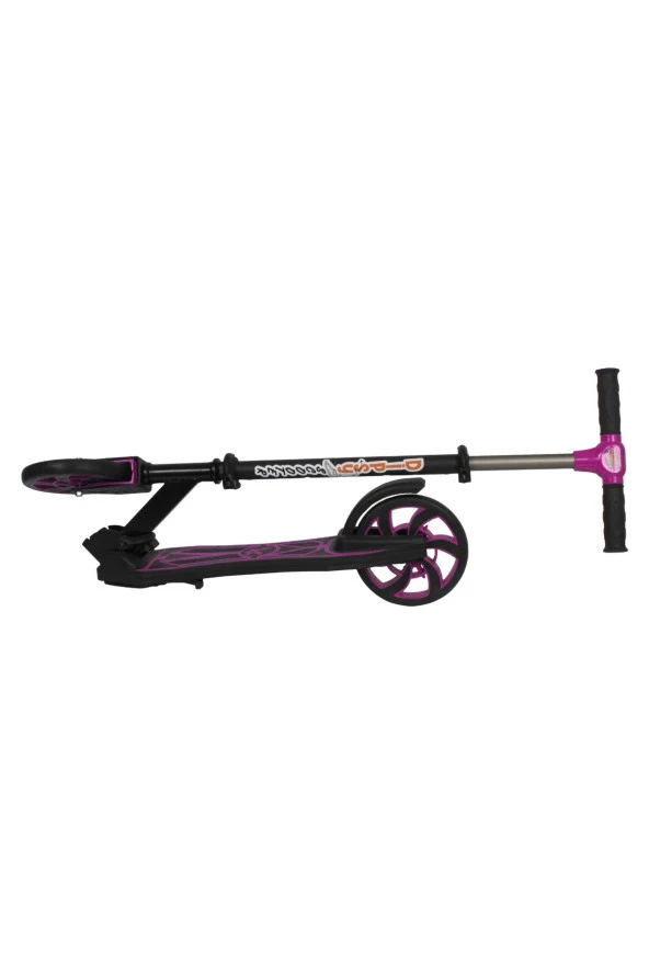 Tekerlekli Katlanabilir +12 Yaş Üzeri Max 100 kg Taşıma Kapasite Frenli Scooter Pembe Renk - 2
