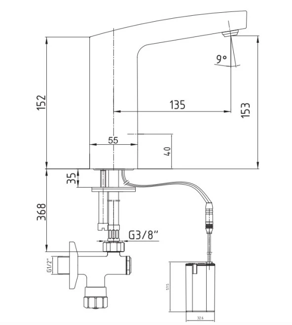 ECA Fotoselli Lavabo Bataryası Pilli 108108034 Çift Su Girişli - Resim 2