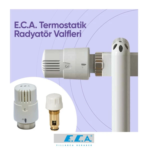 2 Adet ECA Termostatik TRV4 Kafa Grubu 41,3mm 602120813 - Resim 2