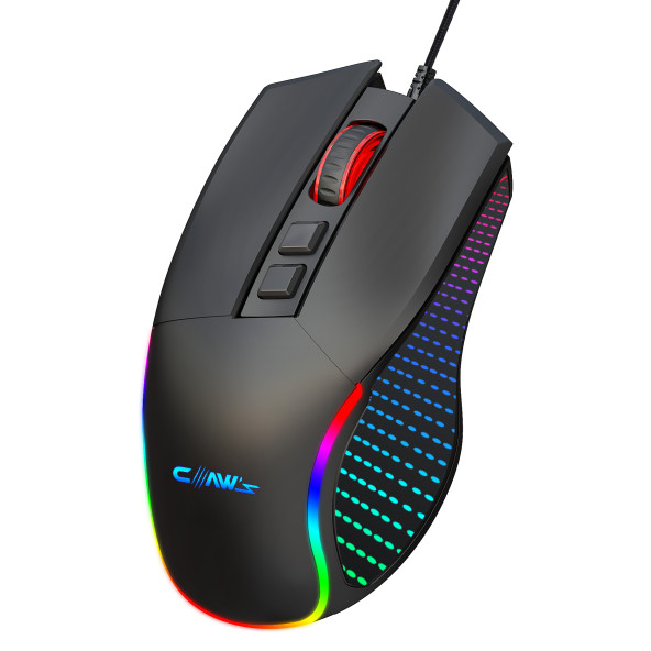 Claw's Crossfire V1 12800 Dpi Full Wide RGB Özel ABS Doku Reflex Örgü Kablolu Gaming Mouse Siyah - 2