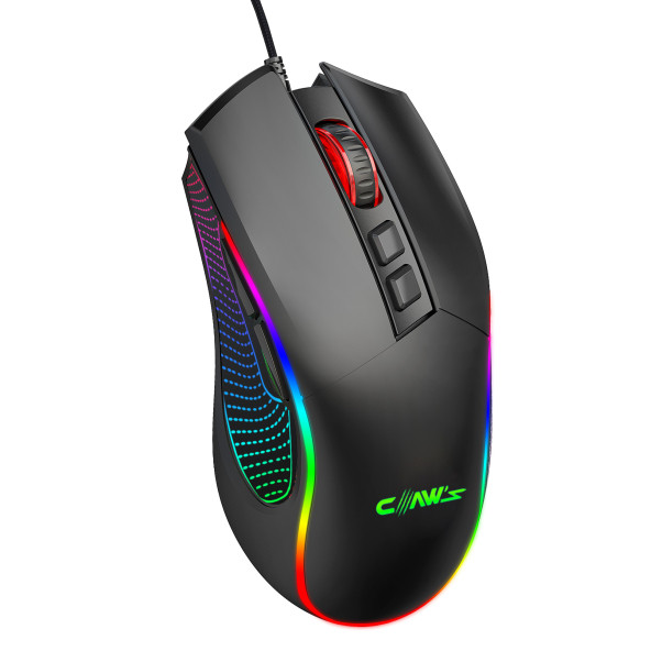 Claw's Crossfire V1 12800 Dpi Full Wide RGB Özel ABS Doku Reflex Örgü Kablolu Gaming Mouse Siyah - 3