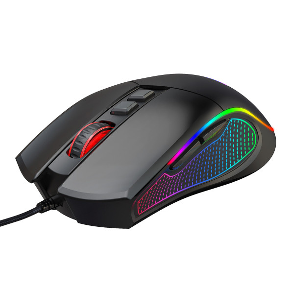 Claw's Crossfire V1 12800 Dpi Full Wide RGB Özel ABS Doku Reflex Örgü Kablolu Gaming Mouse Siyah - 4
