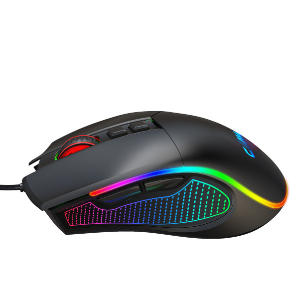Claw's Crossfire V1 12800 Dpi Full Wide RGB Özel ABS Doku Reflex Örgü Kablolu Gaming Mouse Siyah - 5