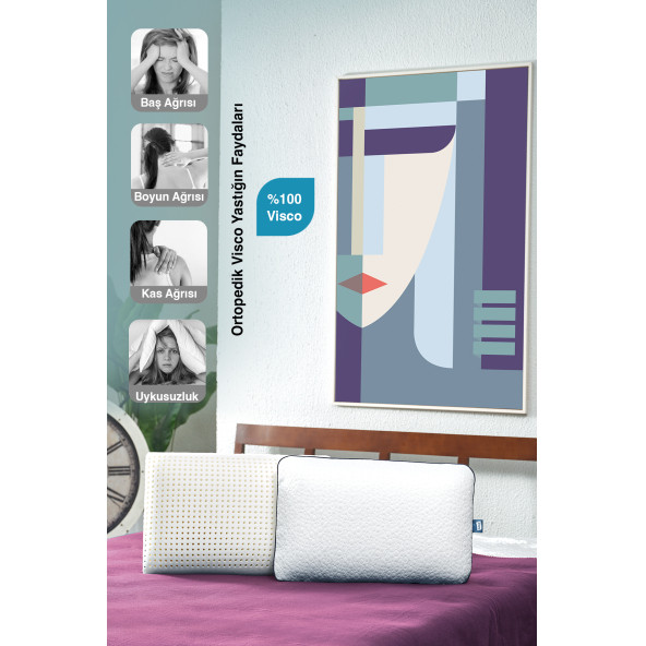 AirLüks Hava Kanallı Boyun Fıtığı Boyun Düzleşmesi İçin Ortopedik Visco Yastık 59x39x15cm - 3