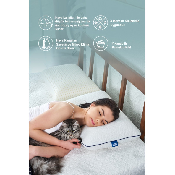AirLüks Hava Kanallı Boyun Fıtığı Boyun Düzleşmesi İçin Ortopedik Visco Yastık 59x39x15cm - 4