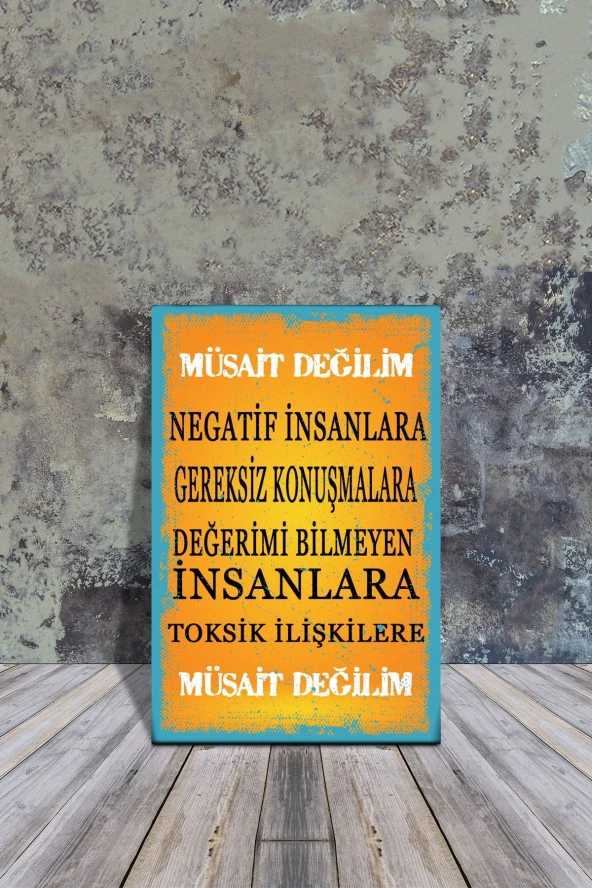 Ahşap Poster Negatif Insanlara, Gereksiz Konuşmalara Müsait Değilim' 20x30cm