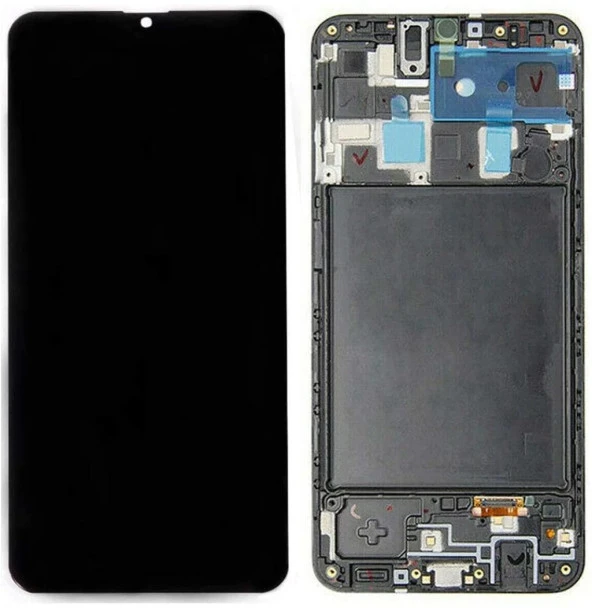 Samsung A20 sm-a205f Çıtalı SERVİS Lcd Dokunmatik Ekran (Siyah)