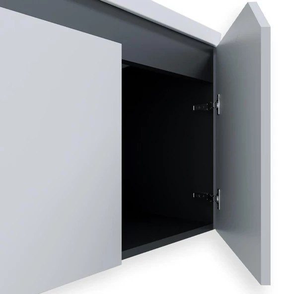 Teta Home Napoli 65 Cm Mdf Banyo Dolabı Seti Antrasit-Beyaz - 3