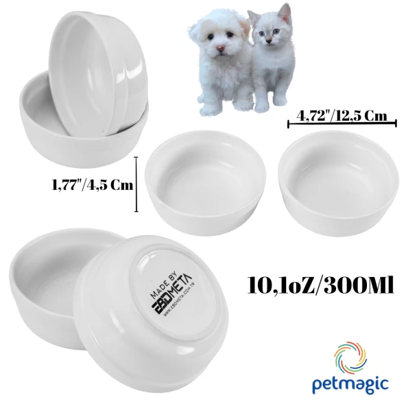 Petmagic Akrilik Pleksi Evcil Hayvan Beyaz Seramik Kaseli İkili Kedi ve Köpek Mama Su Kabı-Neon Kırmızı - 4