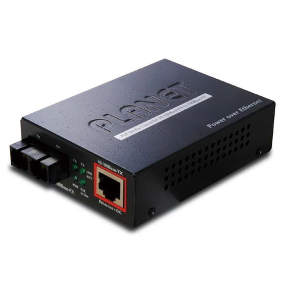 PoE Media Converter<br>100Base-FX to 10/100Base-TX (SC Multimode 2 km)<br>IEEE 802.3af PoE