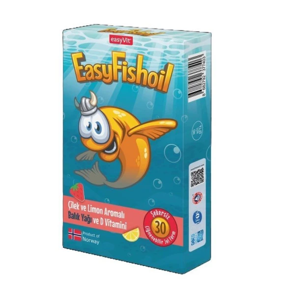 Easyfishoil Çocuk Çilek Ve Limon Aromalı 30 Çiğneme Tableti 8682792377403