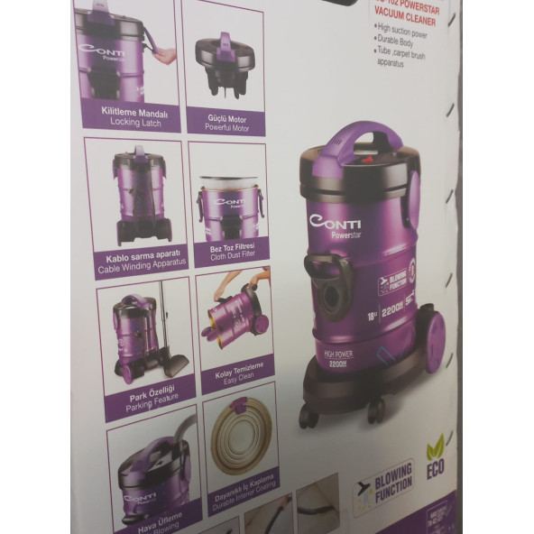 Conti CS-102 Powerstar 2200 W Toz Torbalı Süpürge - Resim 2