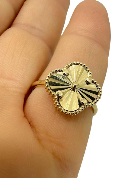 Yonca Yüzük 14 Ayar Altın - Resim 3