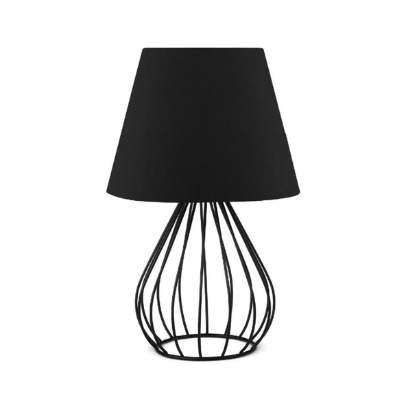 North Home Siyah Metal Kafes Gövdeli Konik Kumaş Başlıklı Abajur - 8