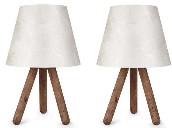 North Home Ahşap Ayaklı Abajur Pvc Başlık 2 ' li Fırsat Ürünü - 4