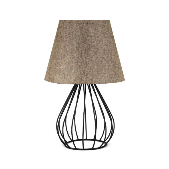 North Home Siyah Metal Kafes Gövdeli Konik Kumaş Başlıklı Abajur - 11