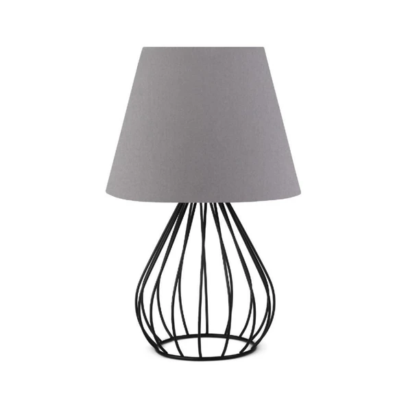 North Home Siyah Metal Kafes Gövdeli Konik Kumaş Başlıklı Abajur - 2