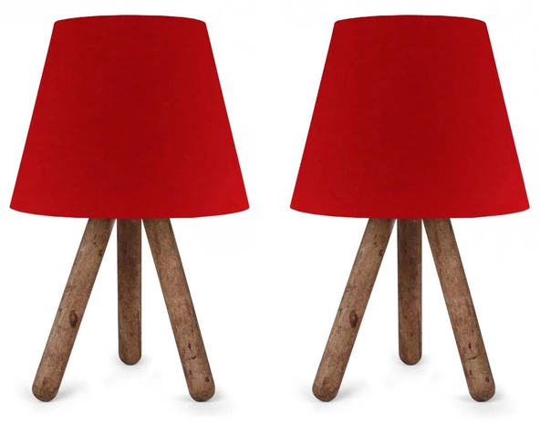 North Home Ahşap Ayaklı Abajur Pvc Başlık 2 ' li Fırsat Ürünü - 6