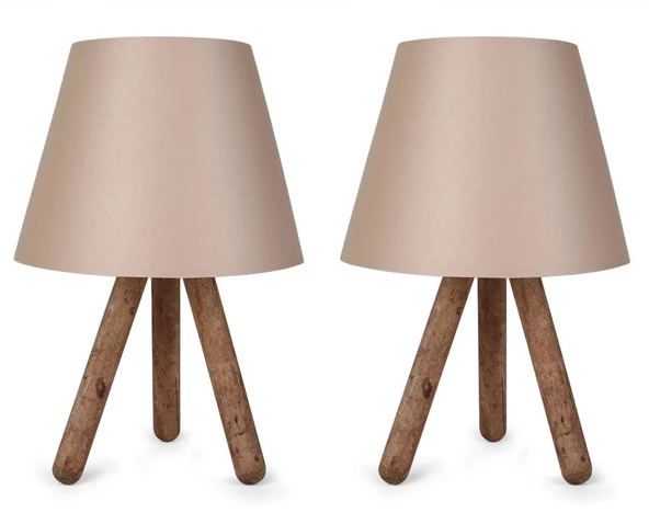 North Home Ahşap Ayaklı Abajur Pvc Başlık 2 ' li Fırsat Ürünü - 9