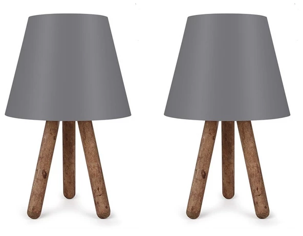 North Home Ahşap Ayaklı Abajur Pvc Başlık 2 ' li Fırsat Ürünü - 10