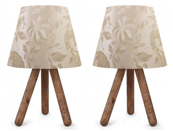 North Home Ahşap Ayaklı Abajur Pvc Başlık 2 ' li Fırsat Ürünü - 12