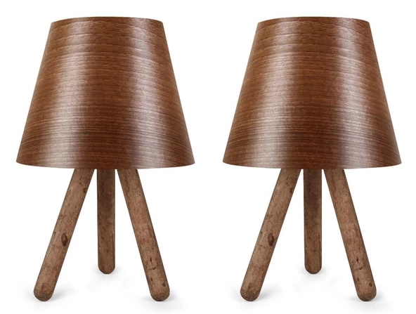 North Home Ahşap Ayaklı Abajur Pvc Başlık 2 ' li Fırsat Ürünü - 5
