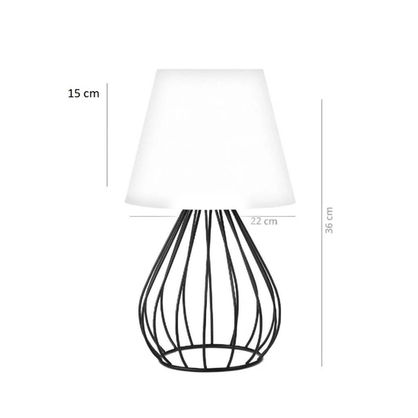 North Home Siyah Metal Kafes Gövdeli Konik Kumaş Başlıklı Abajur - 6