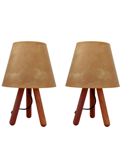 North Home Ahşap Ayaklı Abajur Pvc Başlık 2 ' li Fırsat Ürünü - 3